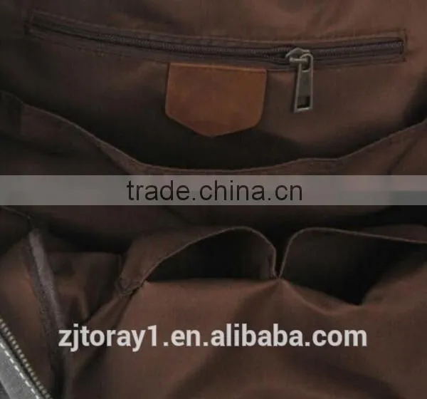 Vintage Leather Canvas Rucksack Backpack Tote Bag photo-4