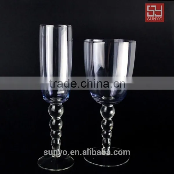2015 New Design Bead Stem Wine Glass Set photo-2