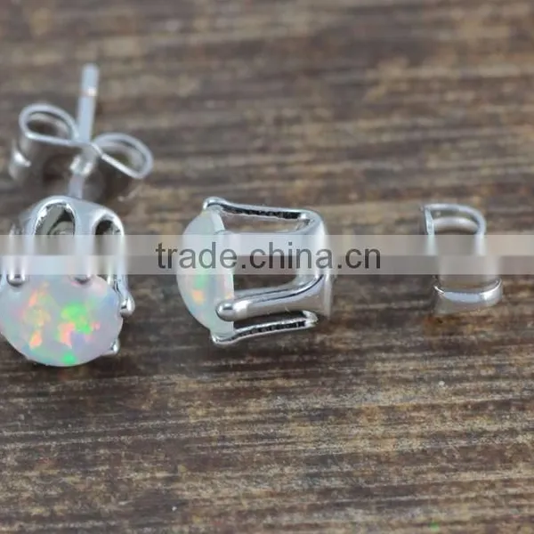 5mm Opal 925 Sterling Silver Cheap Wholesale Stud Earrings photo-2