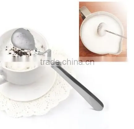 High Quality Appuccino Maker 2XAA Battery Operating Mini Stainless Steel Milk Frother photo-2