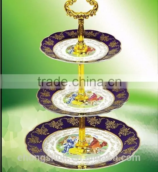 White Round Porcelain/ceramic Three-layer Plate photo-5
