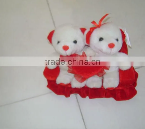 Cute Promotional Plush Sweetheart Teddy Bear Toy With Heart Pillow