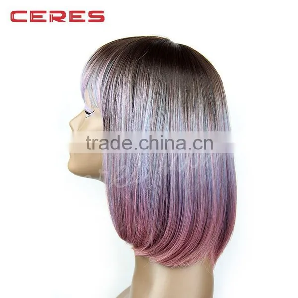 New Arrival Omber Pink Synthetic Hair Wig Bob Wig for Black Women photo-2