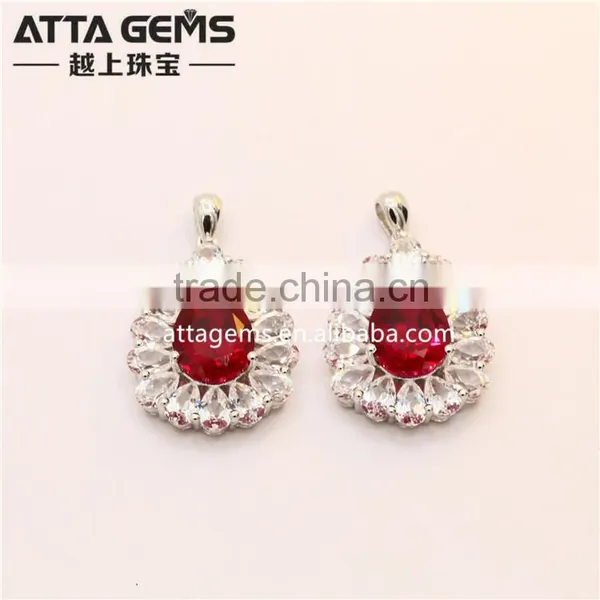 Beautiful Synthetic Ruby Sapphire 925 Silver Pendant for Girl photo-2
