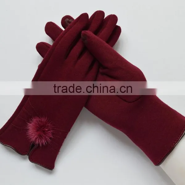 Fashion Lovely Women Genuine Rabbit Fur Pompom Winter Gloves photo-5