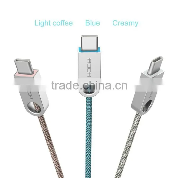 ROCK Cobblestone Type C Round Cable for Huawei Xiaomi Meizu 2.0A Type C to USB Charging Nylon Metal Cables photo-3