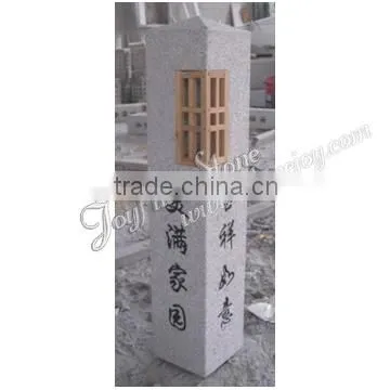 Granite Guide Stone Lantern With Kanji