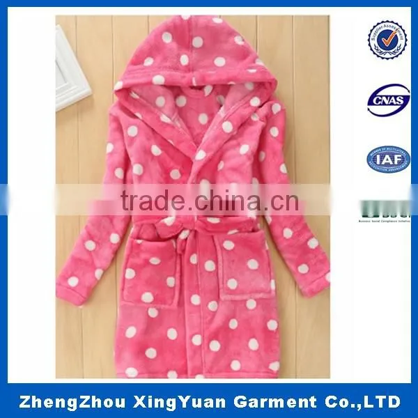 Soft Coral Fleece Terry Dot Printing Bathrobes, Fluffy Bathrobe, Lady's Gown Dresses