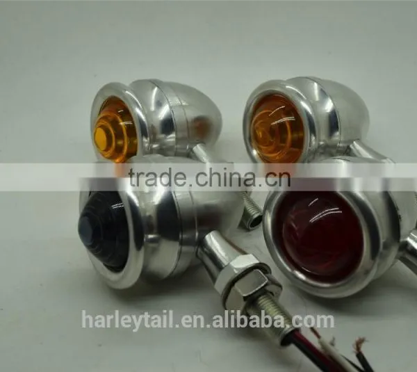 2x Chrome Retro Motorcycle Turn Signals Bullet Blinker Amber Indicator Light New photo-2