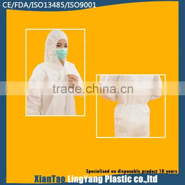 Waterproof Disposable Yellow/White/Blue Coverall With Hood photo-2