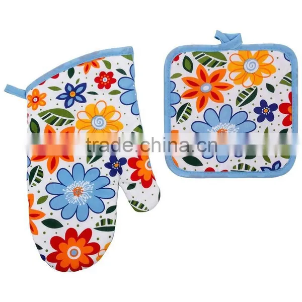 Printed Cotton Kitchen Set Cooking Pot Holder and Glove Set Cheap Items to Sell Wholesale photo-2