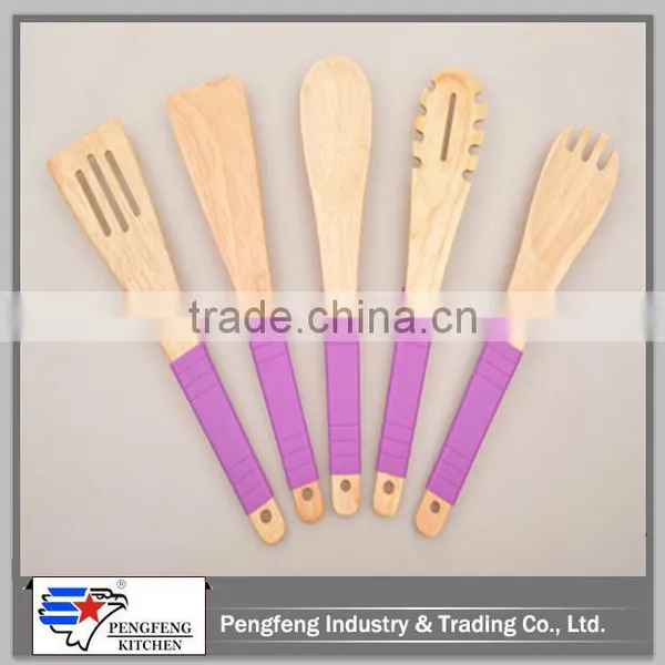 Beautiful in Desigh LFGB Testing Wooden Kitchenware With Silicone Handle