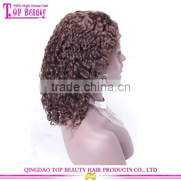 Chocolate Brown Loose Curly Wholesale 100% Natural Indian Women Hair Lace Front Wig photo-4