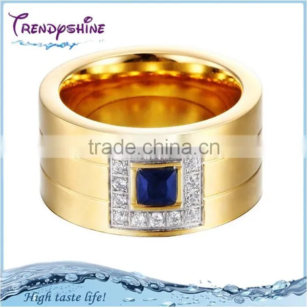 Cheap Manufacturer OEM Gold Stainless Steel Jewelry Ring With Crystal