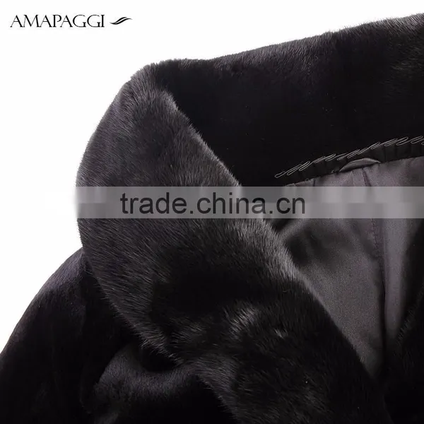 201new Styles Long Black Natural Mink Fur Coat for Winter photo-4