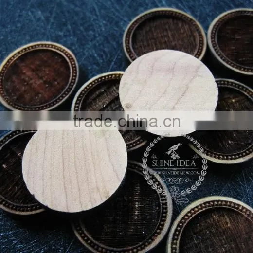 16mm Setting Size Vintage Style Natual Log Wood Bezel Round Pendant Setting DIY Findings Supplies 1411144 photo-4