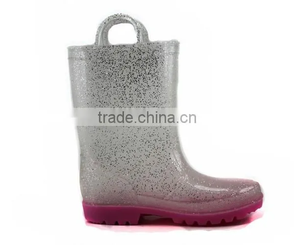 New Fashion Bling Bling Cute PVC Transparent Cheap Rain Boots for Kids photo-2
