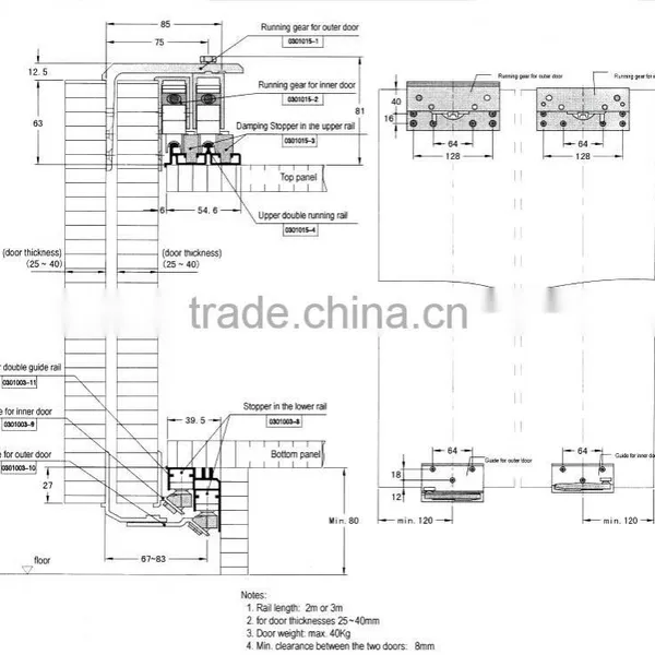 Hot Sale Wardrobe Sliding Door Mechanism With Soft Close photo-2