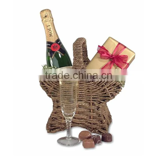 Promotion Product Champagne Star Shape Seagrass Hand Woven Gift Basket photo-2