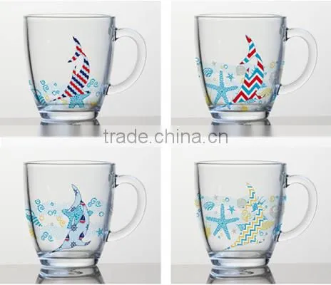 7oz 8oz 9oz 12oz Sea Ship Serise Color Pinting Water Glass Mug Dinking Glass Cup Set photo-3