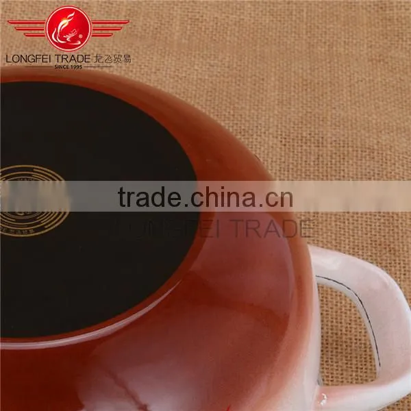 OEM Plump Enamel / Ceramic Casserole /industrial Cooking Pot With Hollow Handle photo-3