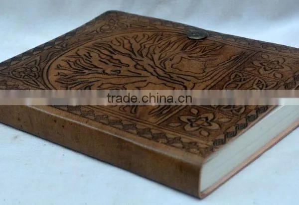 Handmade Vintage Tree Of Life Embossed Tan Color Leather Notebook photo-3