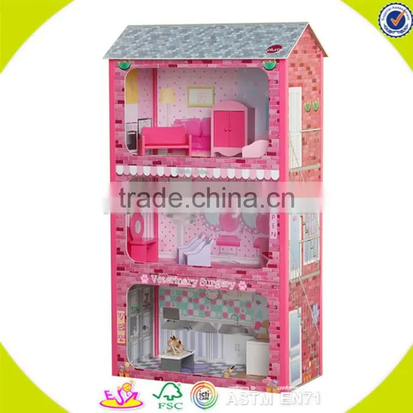 Wholesale Lovely Wooden Dollhouse Set Toy Cute Children Wooden Dollhouse Set Toy Best Gift Wooden Dollhouse Set Toy W06A053 photo-3