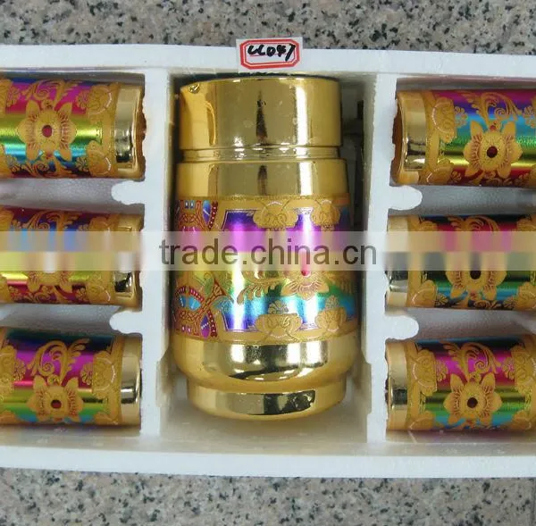 JK017 7pcs Glass Drinking Set With Gold Deco photo-3