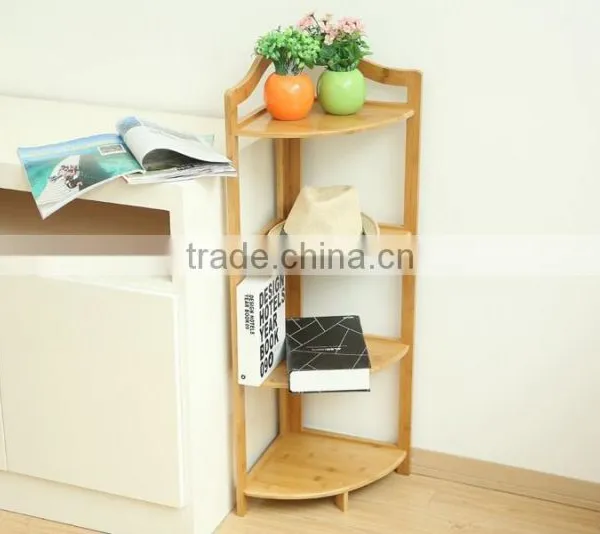 Bamboo Triangle Display Shelf, Bamboo Corner Rack 3 Tiers photo-2