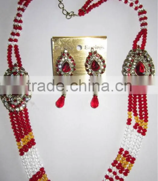 Crystal Beads Necklace EARRING Set