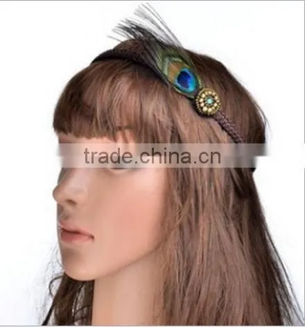 Indian Style Red Long Feather Hair Jewelry Luxucy Feather Hair Accessories Women Hair Decorations for Party photo-2