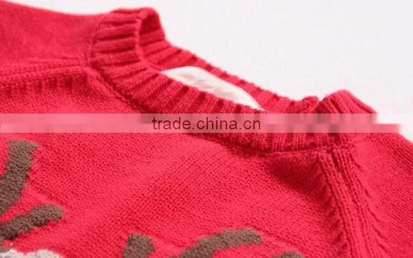 Popular Deer Deisgn Red Christmas Sweater Custom Knitting Patterns Christmas Pullover photo-3