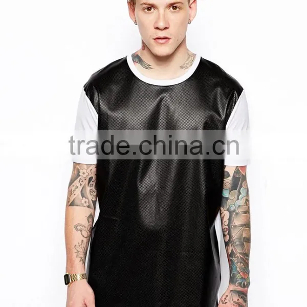 Custom Tshirt Men Leather t Shirt