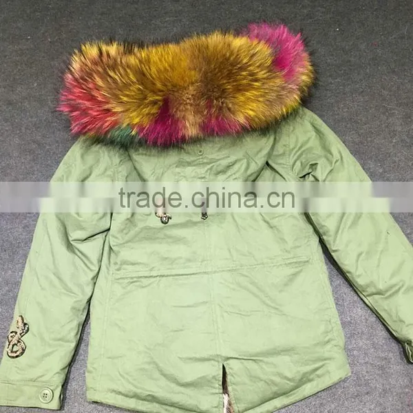 Myfur Customized Random Color Big Raccoon Fur Hood Patchwork Fur Lining Ladies Parka photo-2
