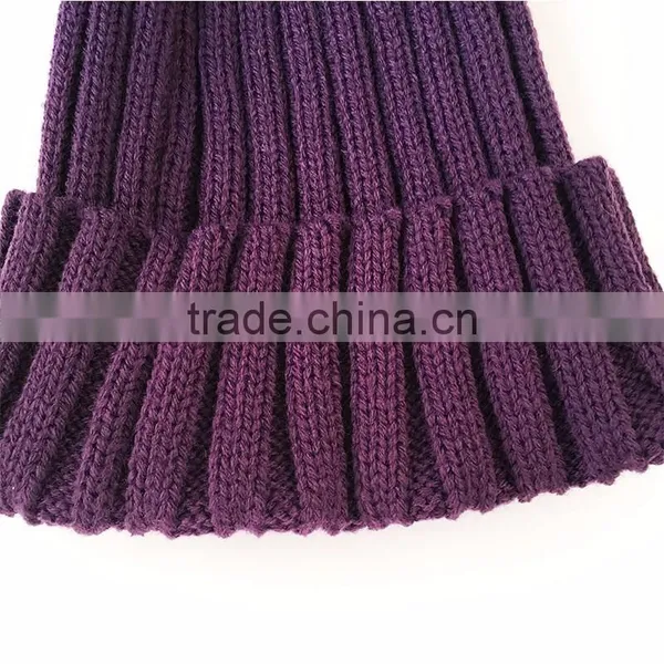 Myfur Wool Knitted Beanie Hats With Natural Color Raccoon Fur Pom Pom photo-4