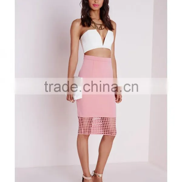 Wholesale High Waist Grid Pattern Pencil Skirt Lady Midi Skirts photo-4