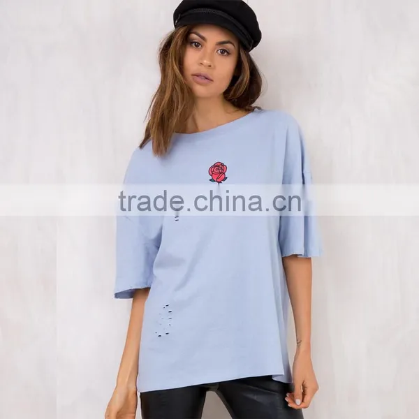Hot Sexy bf Half Sleeve Distressed Girl's t Shirt With Custom Printing photo-2