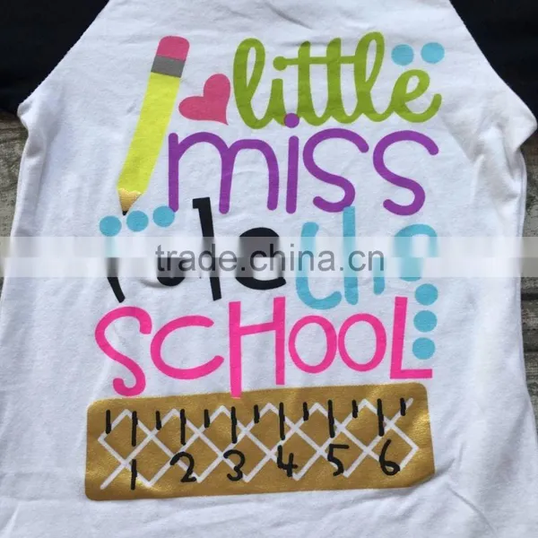 Baby Girls Cotton Raglans Girls Little Miss Rule the School Raglans Baby Girls Back to School Cotton Raglans Ruffle Sleeve photo-2