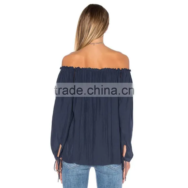 2016 New Patch Work Blouse Designs Off Shoulder for Ladies photo-3
