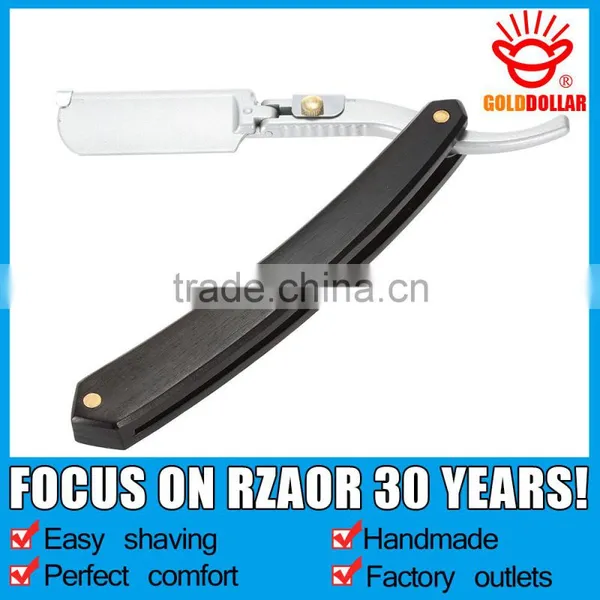 "GOLDOLLAR RB-3" Wooden Barber Straight Razor Uses Changeable Blades