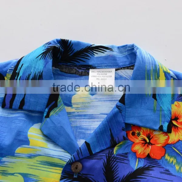 OEM Custom Coconut Button Print Boys Aloha Shirts photo-3