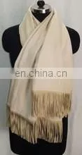 Silk Pashmina Scarf With Sued Trims photo-5