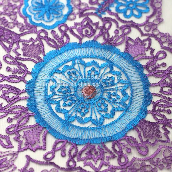 China Factory Peacock Feather Fabric Embroideried Mesh Net Lace Fabric for Wedding photo-2