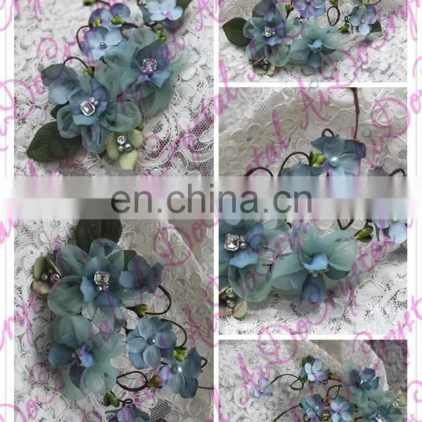 Aidocrystal Classic Green Floral Tiaras,artificial Lace Flower Fascinators,rhinestone Headpiece photo-3