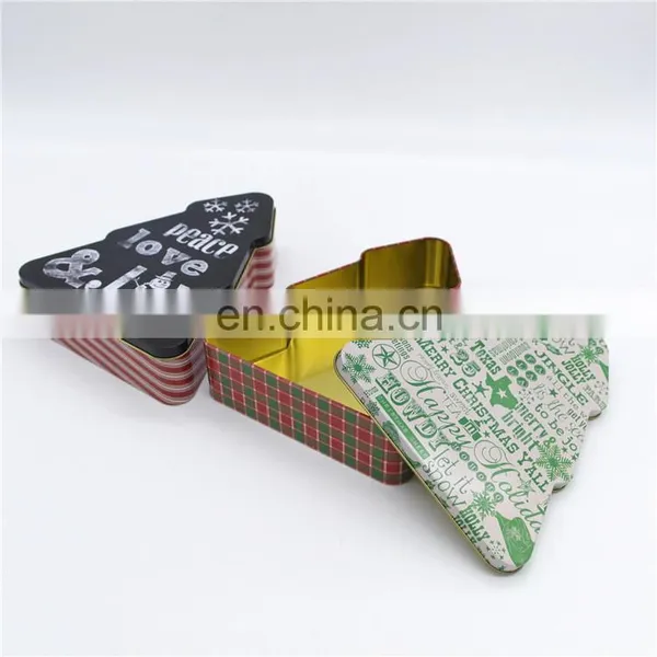 Vintage Festival Design Christmas Tree Shaped Gift Storage Tin Box Whole Sale photo-4
