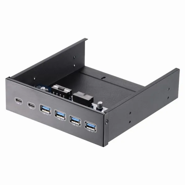 Unestech Computer Front Panel Optical Drives 4 Ports USB 3.0 + 2 Ports Type-C Internal Expansion Bracket Mount HUB Bay photo-2