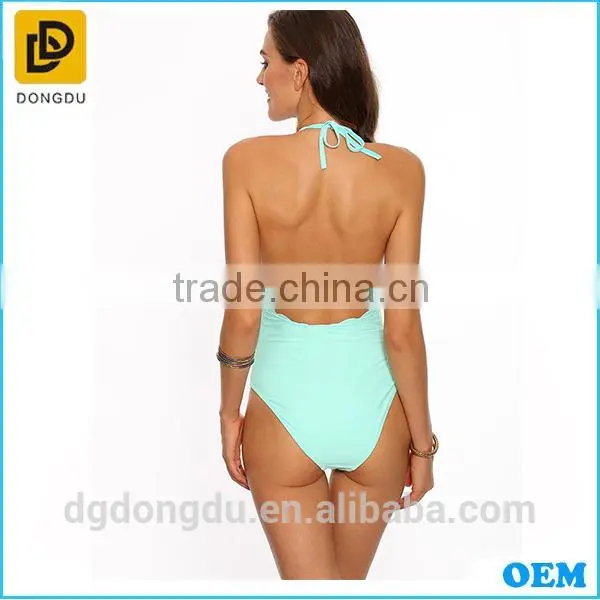 New Design 2016 Hot Women Sexy Mint Green Backless One-Piece Swimwear photo-4