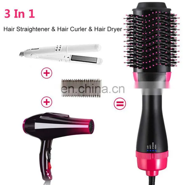 2021 Professional Hair Salon Flat Iron Hot Air Pick Electric Comb One Step Hair Dryer Straightening Curling Straightener photo-4