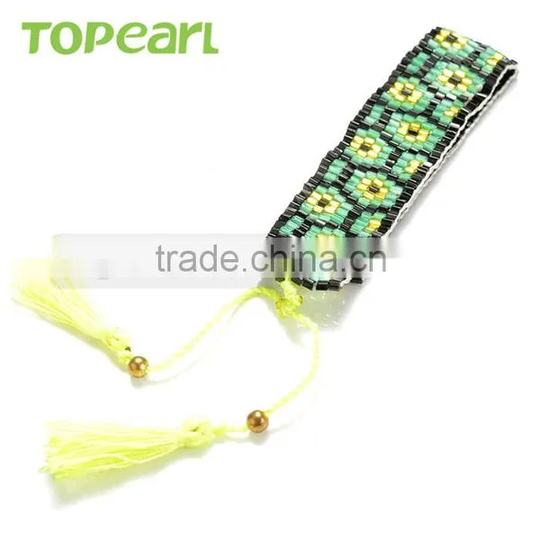 Seed Beads Bracelets Yellow Cotton Tassel Wrap Bracelets for Women CLL152 photo-3