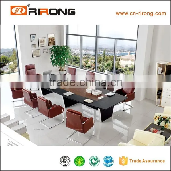 Paer china leather wood veneer stainless steel high top meeting table